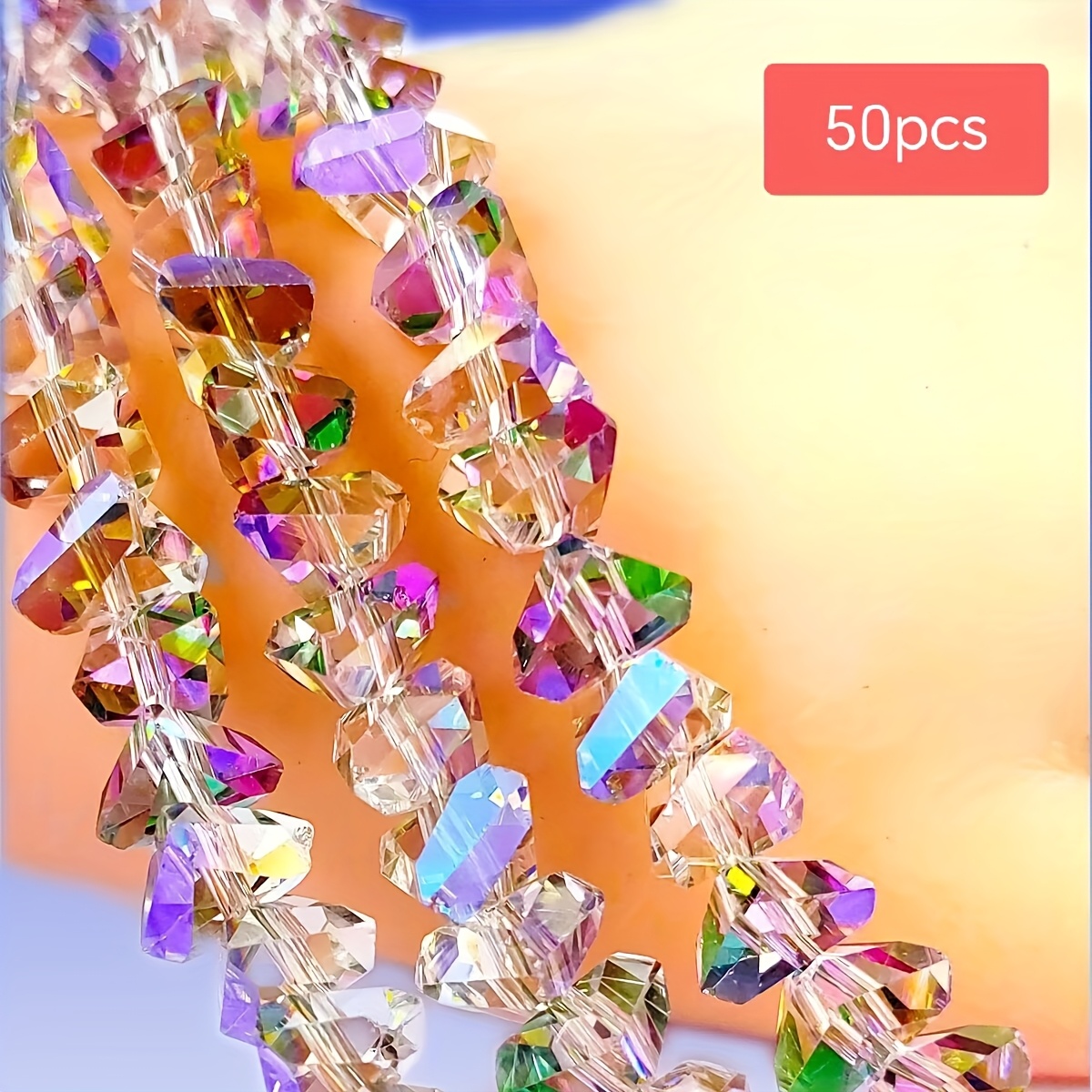TEMU Perles en verre de 8 mm pour bijoux faits main DIY, accessoires de bracelets et de , perles triangulaires tridimensionnelles