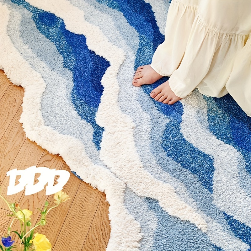 1pc   flocking bathroom non slip mat front bed blanket coffee table non slip   shaped living room bedroom   pad floor mat fluffy plush winter decor Product details 2