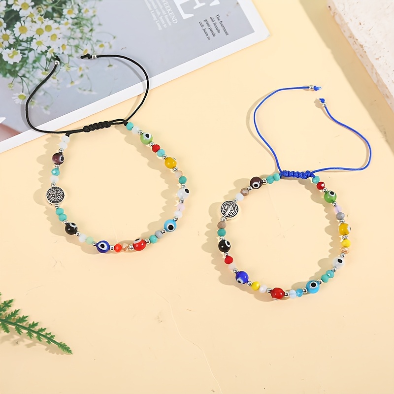 Glass Demon Evil Eye Rice Bead Bracelet Carnival Surprise