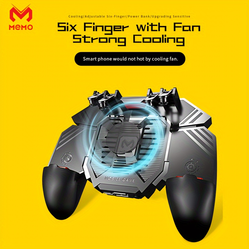 

Manette de jeu MEMO AK77 6 doigts pour téléphone mobile, contrôleur joystick avec radiateur de refroidissement pour PubG pour iPhone et accessoires de jeu Android