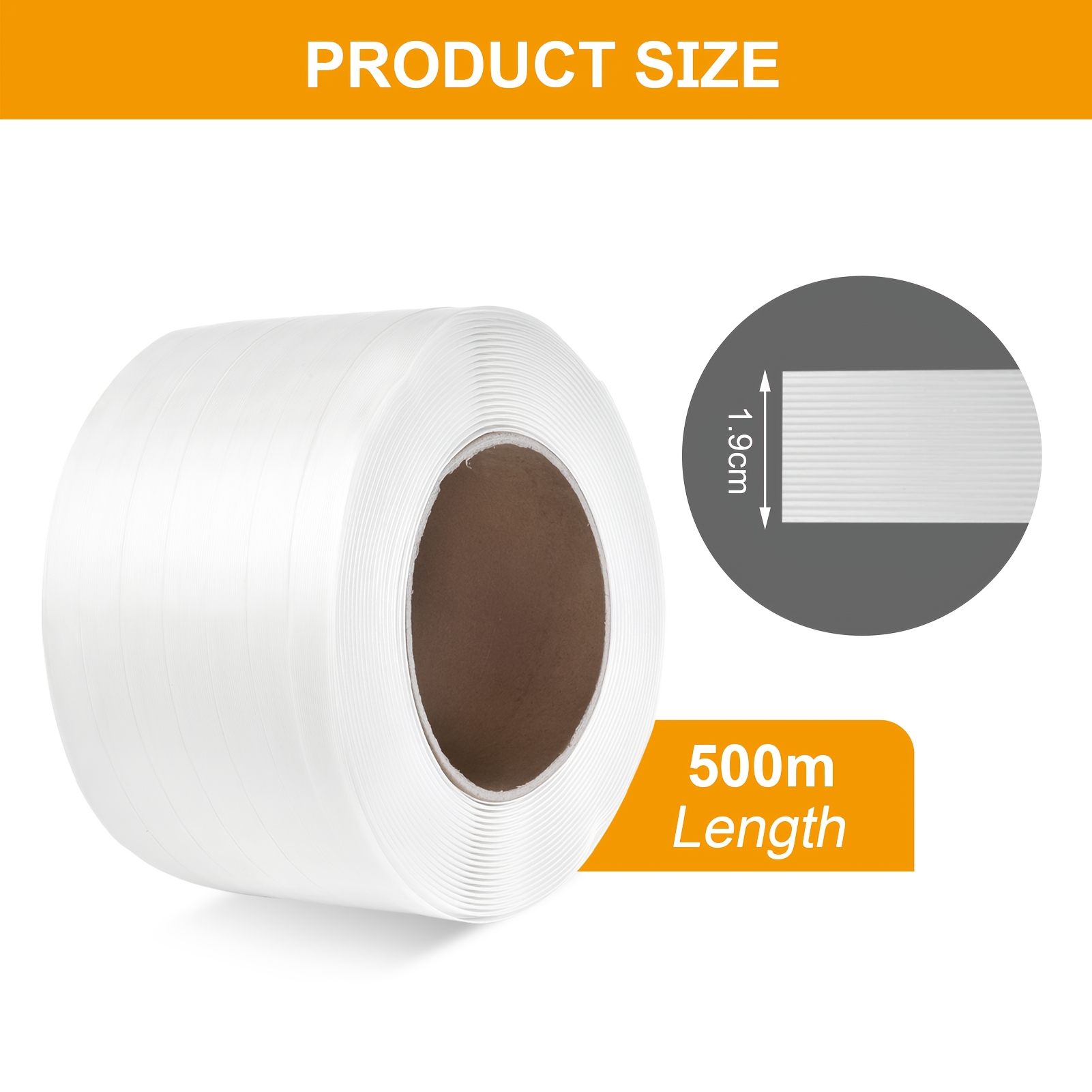 500m Packaging Strapping, 19mm Width, 975kg Break Strength, 1640ft Lightweight & Flexible Pallet Strapping Band, Anti-slip Embossing For Heavy-duty Securing And Shipping