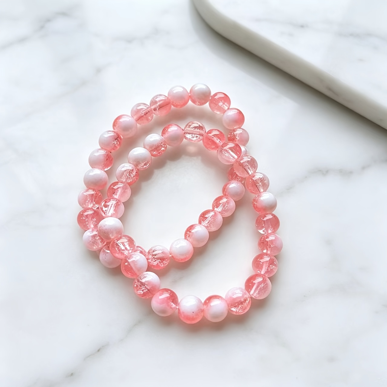 2pcs Pink White Gradient Style Bracelets