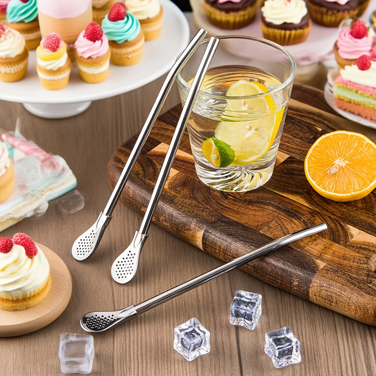 304 Stainless Steel Straw Filters with Cleaning Brushes, Reusable Flower Tea Spoons, Mate Tea Straws, Metal Straws, Coffee Stirrers for Milk Drinks, And Detachable Stainless Steel Straw Filters for Loose Tea