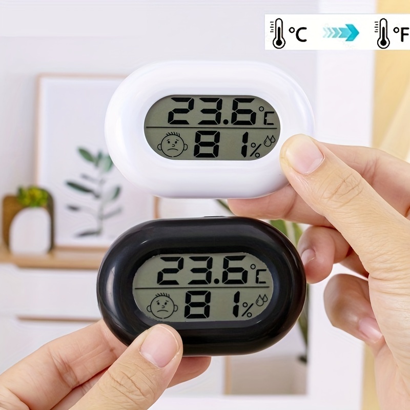 a pack of 1 2 hygrometers with an lcd display switchable between celsius and     with magnets and a stand suitable for indoor use wine   greenhouses   and offices