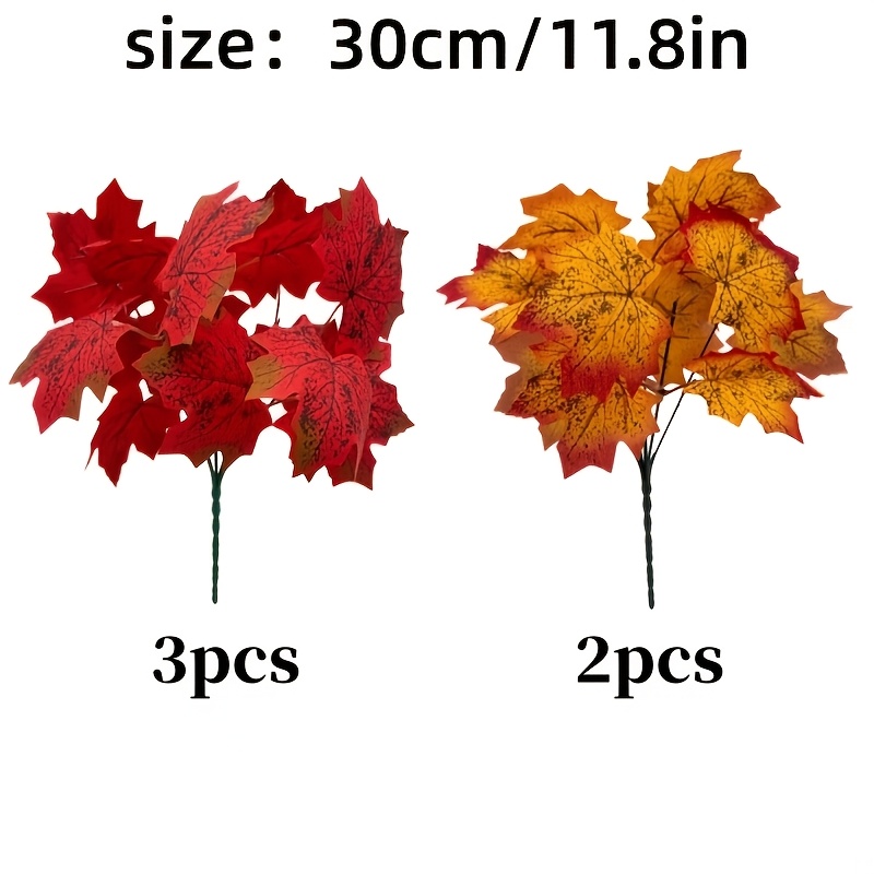 TEMU Lot de 5 décorations de feuilles d'érable artificielles, résistantes aux UV, résistantes à la décoloration, adaptées à une utilisation