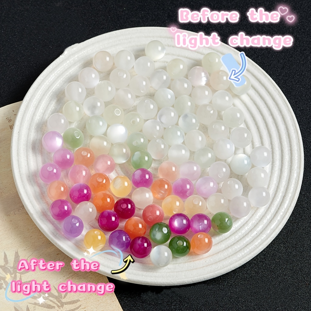 TEMU 108pcs - Sun Beads - Color-changing Perforated Diy Craft Beads Suitable For Jewelry Making, Activation For Charms, Discoloration With Sunlight,