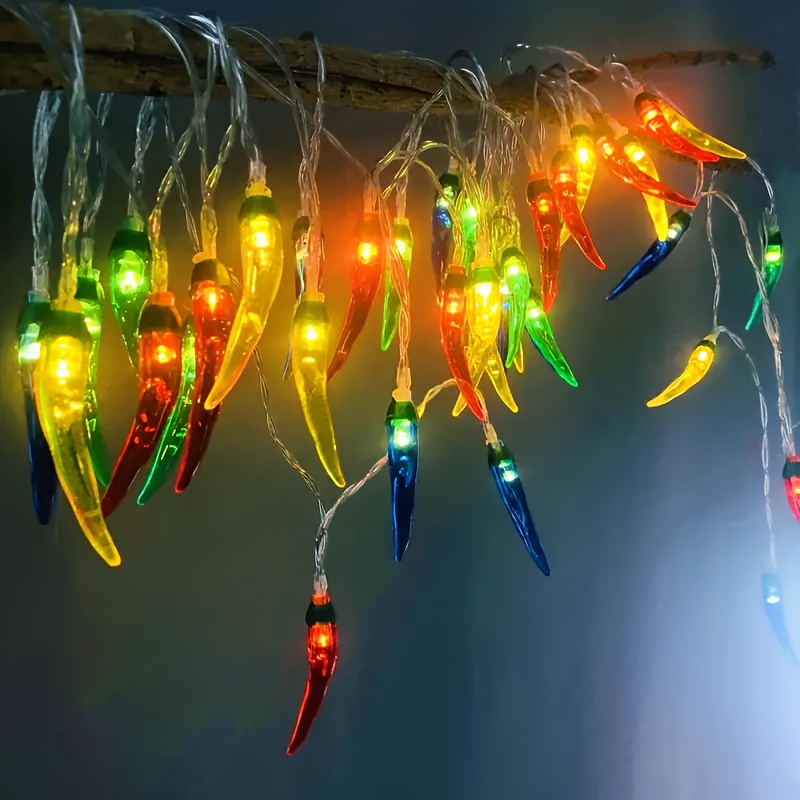 TEMU 20/40 Led Moroccan Style Chili Pepper Fairy Lights, Plastic Led String Lights With Button Control, Toggle For Home, Wedding, Party, Garden