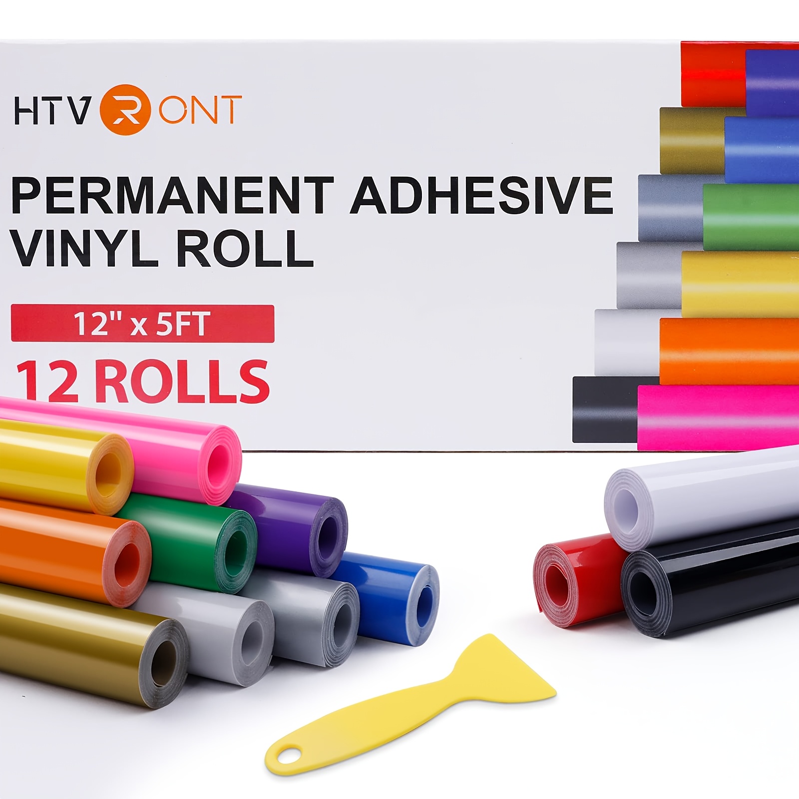 Htvront Permanent Vinyl Bundle -12 Rolls 30x150cm Permanent Vinyl Compatible With All Cutting Machine