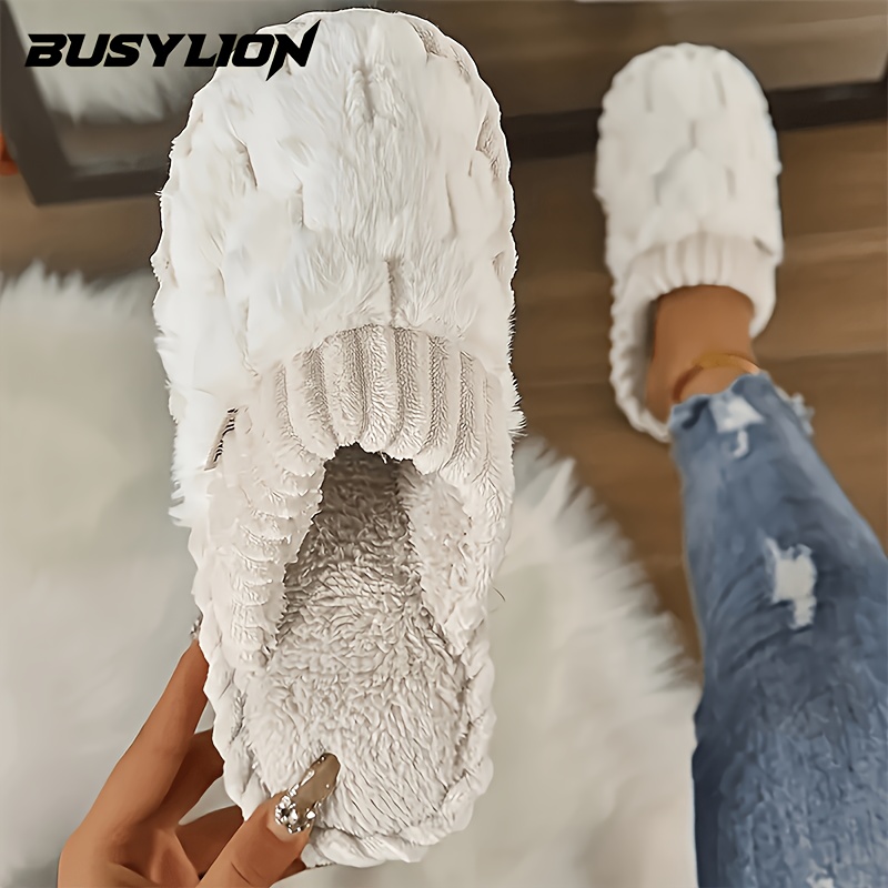 TEMU Women's Thickened Wide Toe Home Slippers, Indoor Slides, Plush Comfortable Warm Slippers, -friendly Indoor House Shoes, Thanksgiving Christmas