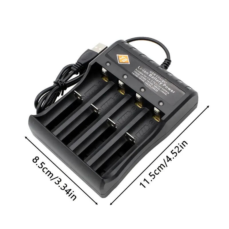 1pc usb battery charger intelligent 4 slots lithium rechargeable fast protection suitable for 18650 14500 16650 batteries and more details 0