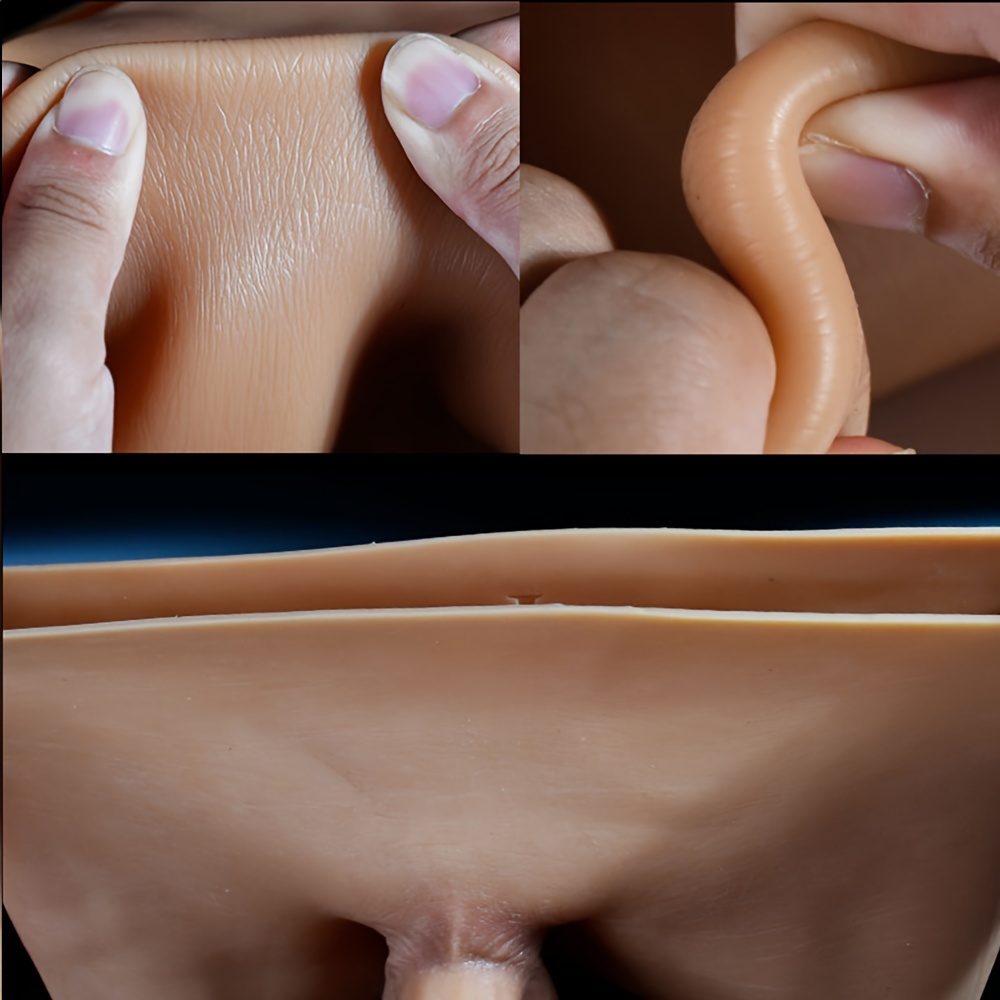 1pc Men's And Women's Piercing Pants, Silicone Integrated Piercing Pants, Hollow Solid Simulation Dildo, Fake Penis Panties, Men's And Women's Joint Pulling Pants, Chunky Simulation Dildo