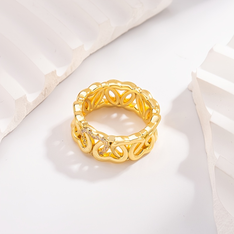 Women's Inlaid Stone Band Ring, Light Luxury Design