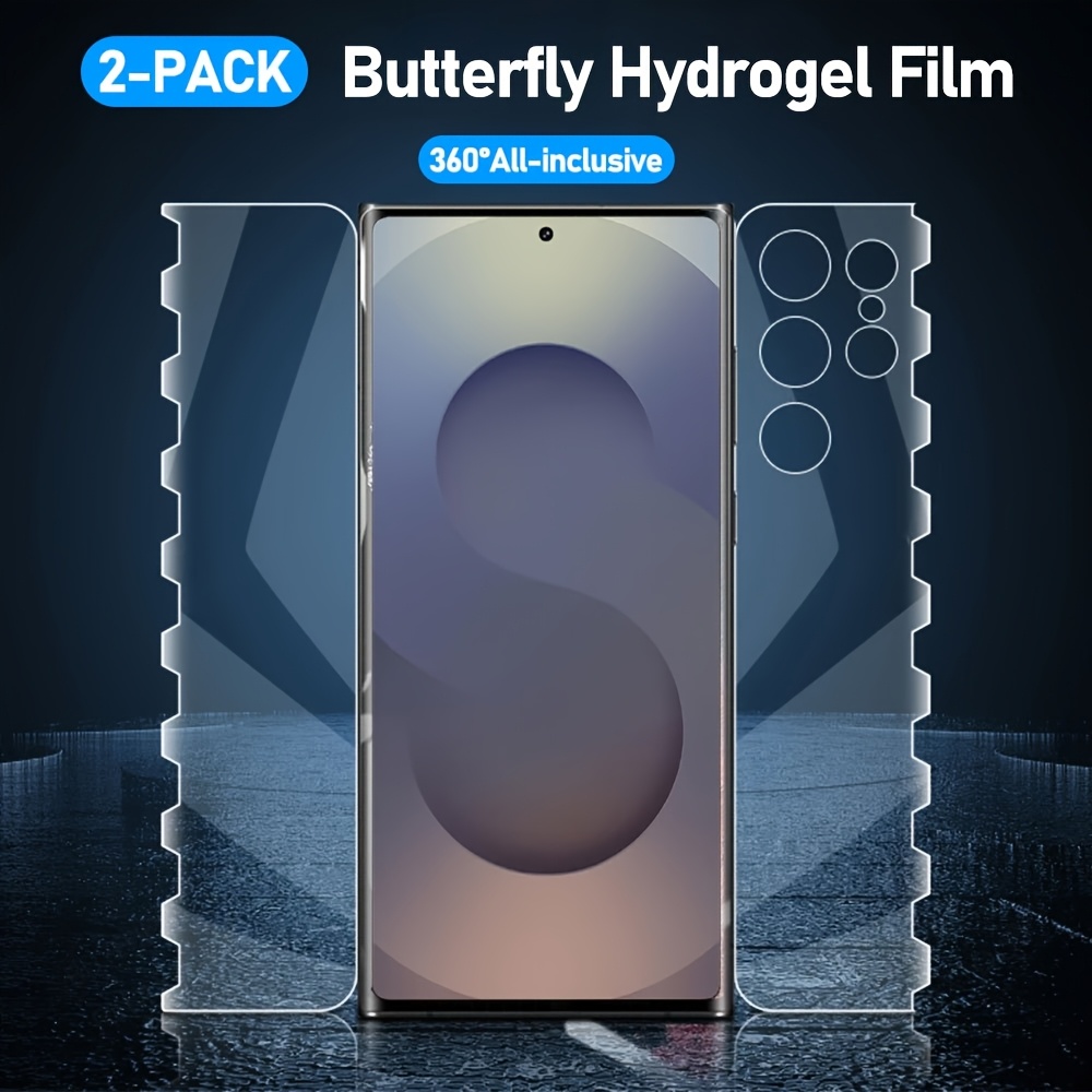 E-shop 2 Stück Vollabdeckende Schmetterling Hydrogel-Folie für for Samsung Galaxy S25 S24 S23 S22 S20 Note 20 Ultra – Schutzfolie ohne Glas [Mit