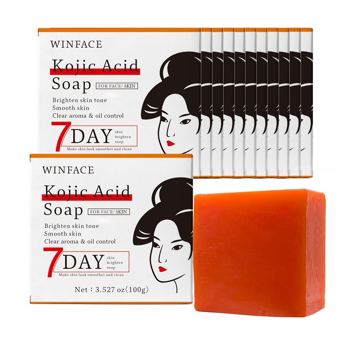 Image of 12pcs 100g Kojic Acid Soap - Light Beige, Moisturizing, Oil Controlling Soap For Hand, Face, Bath - Flavor, Essential Oil