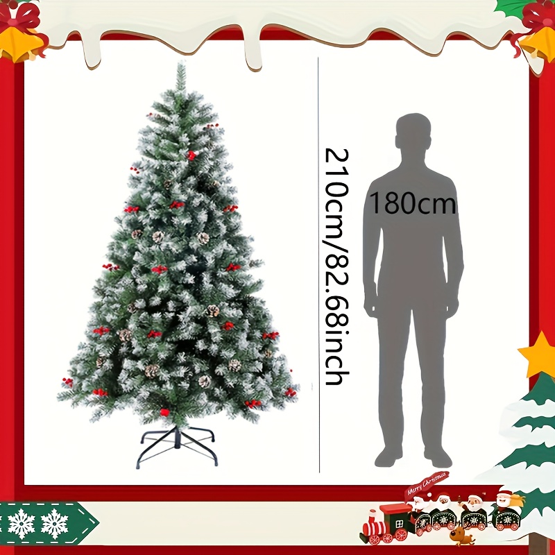 Premium Flocked Fake Christmas Tree Designs, Featuring A Durable Golden Metal Stand, Perfect For Home Use, Christmas Parties, Mall Decorations, Family , And Winter