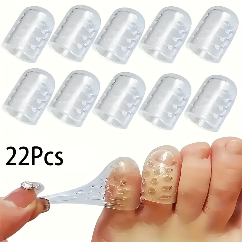 TEMU 22pcs Silicone Toe Caps Anti-blister Breathable Toe Protectors, Breathable Gel Toe Caps, Flexible Foot Care Additions, Unscented Toe Sleeves For Men And Women, Anti-friction Tubes