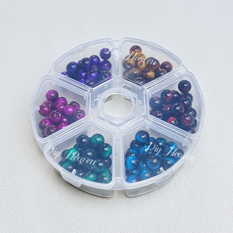 TEMU 180pcs 8mm 6- Eye Beads With Storage Box | Ideal For Jewelry Making, Bracelets, Necklaces, Earrings, Keychains, Phone Charms, Pendants, Tassels,