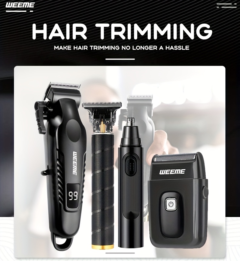   4pcs mens facial grooming set home electric hair clipper kit usb   clippers   razor nose hair trimmer for shaving trimming nose hair care carry on travel use with lcd display   fathers day birthday gift for boyfriend husband elders relatives Product details 0