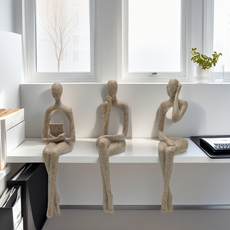 3pcs Abstract Character Figurines - Black Resin Sculptures, Modern Home & Office Decor, Wedding Gift, Shelf & Desk Decor, No Electricity Needed, Versatile Room Decor, Statues for Home Decorfor Christmas,halloween decorations,fall home decor Collectible Figurines