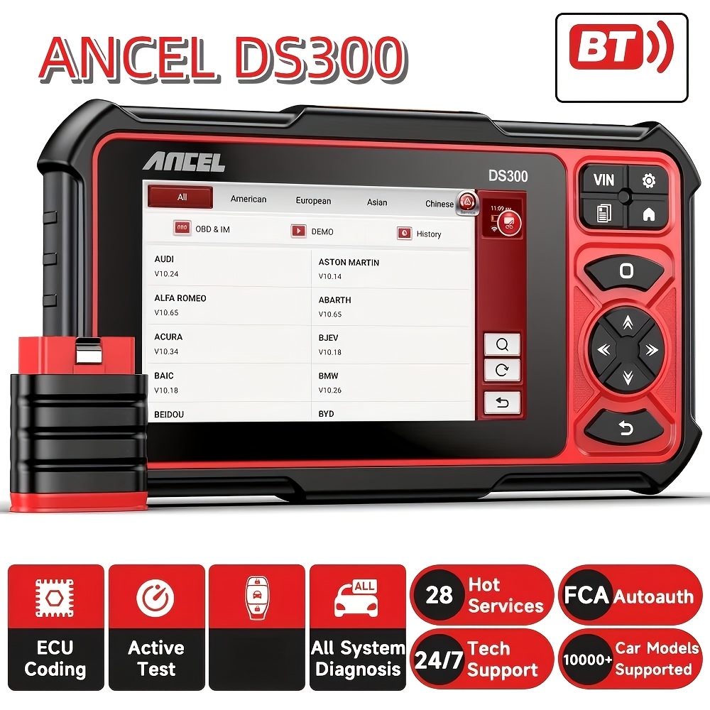 ANCEL DS300 Bidirectional Scan Tool, Wireless OBD2 Scanner Diagnostic Tool with FCA Autoauth/Active Test/All System Diagnose/28+ Resets/3-Year Update/Online Customer Service/Android 10.0