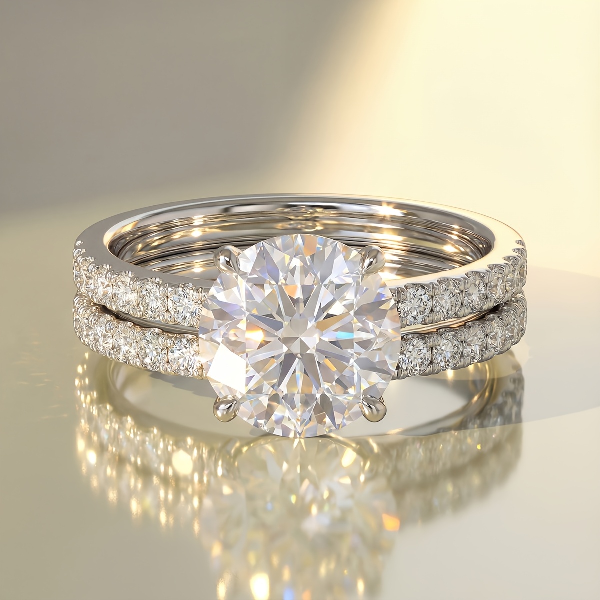 2pc Noble Large Sparkling Rings Set for Women