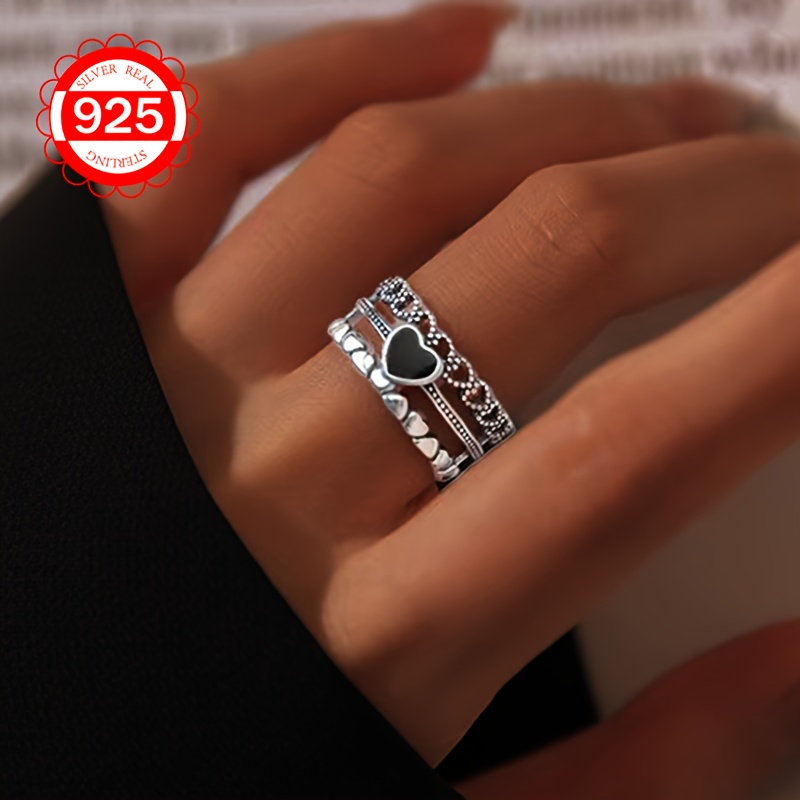 

Bague Élégante en Argent 925 en de Cœur - Hypoallergénique, Multicouche d' | Cadeau & Meilleures Amies | , les , les à & les