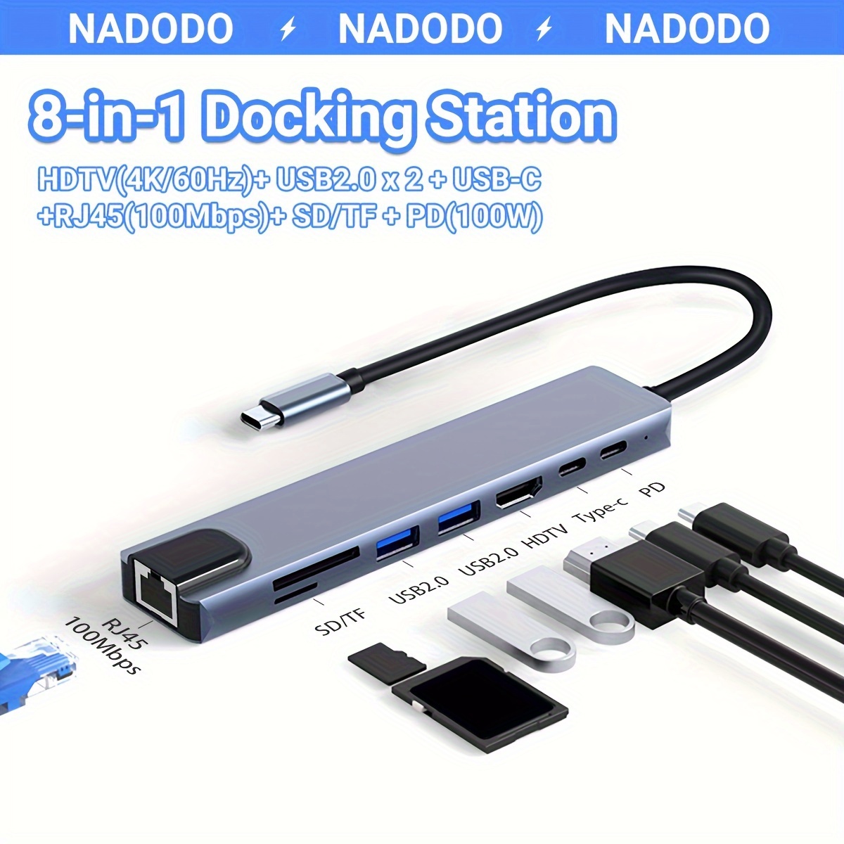 Hub USB C, Adattatore MacBook PRO 7 in 1 USB C Hub Con HDMI 4K, Lettore Di  Schede SD/ TF, Porta Di Carica 100W E 3 Porte USB 3.0 Per MacBook PRO/