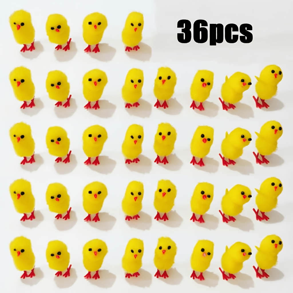20pcs/36pcs Mini Easter Chicks Yellow Easter Cute Fully Chicks For Party, Egg Bonnet Decoration Table Decorations For Easter Party Favors For School Halloween Christmas