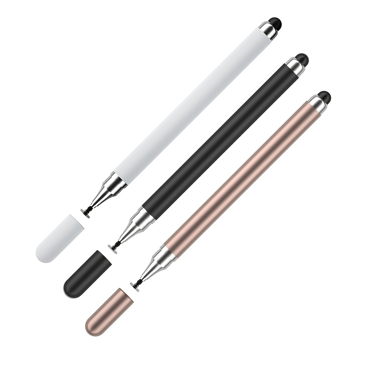 TEMU 3pcs Dual-tip Capacitive Stylus Pen For Touch Screens, Universal For Tablets And Phones, Dual-function Touch Control, Disc And Silicone Tips,