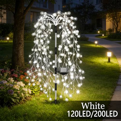 1pc solar powered 120 200 led outdoor decorative light suitable for outdoor areas such as gardens lawns courtyard flower beds stairs and patios simply insert ground compatible with
