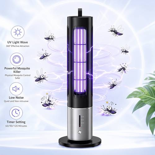 Artikelbild tragbare desktop-mückenfalle, usb-aufladbarer 1200mah-akku, timer-funktion, insektenfalle für zuhause, elektrischer insektenfänger, leise mückenvernichtungslampe, effizient elektrisch, für höfe, schlafzimmer, garagen, gärten, wohnzimmer