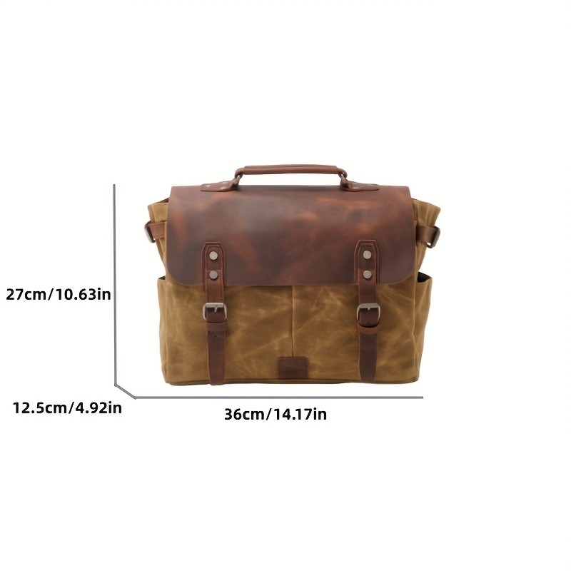 Vintage Waxed Canvas And Crazy Horse Faux Leather Motorcycle Saddle Bag, Multi-Functional Shoulder Or Hand-Carry Design, Durable And Stylish with a Retro Look, Perfect for Riding, Traveling, And Daily Use