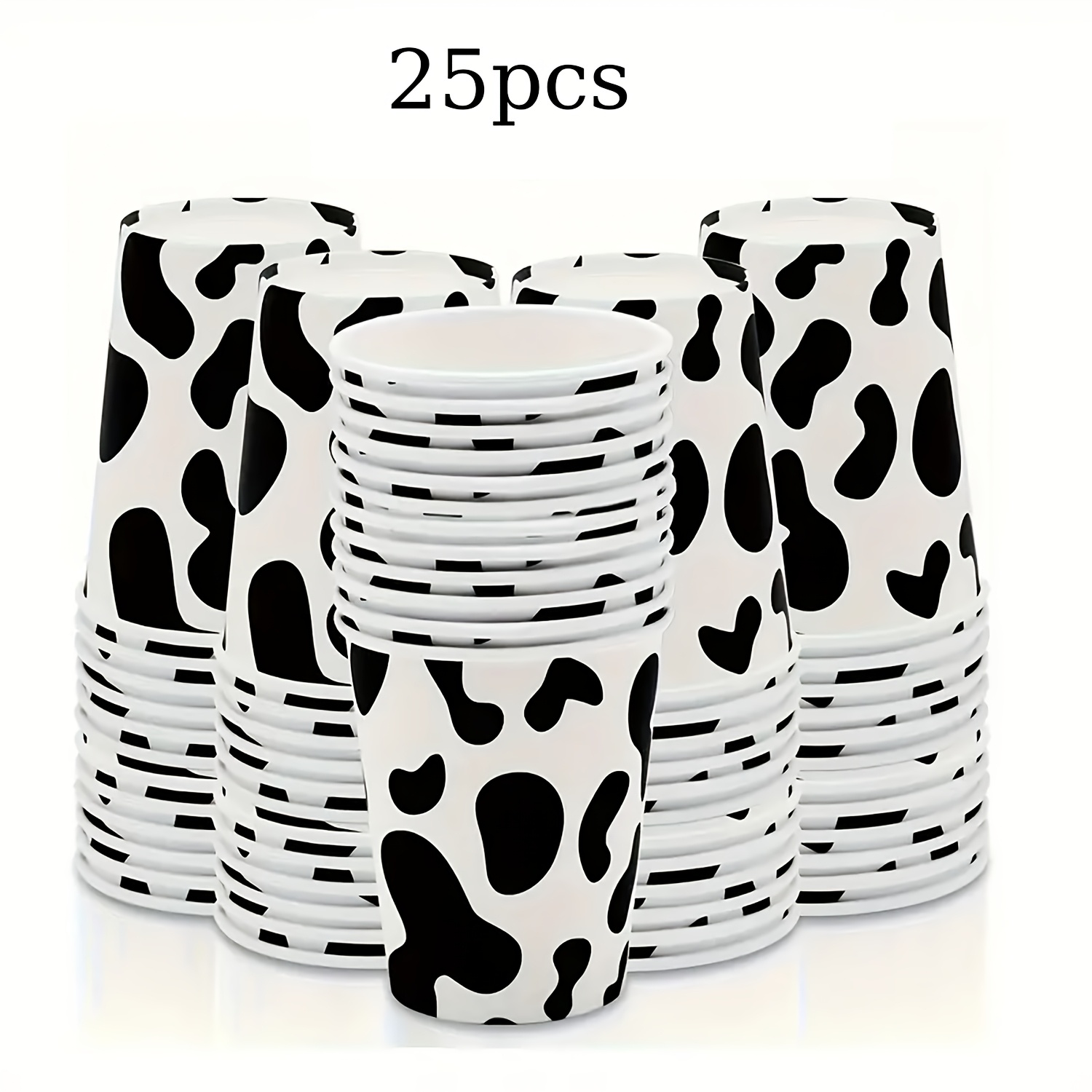 Image of 25pcs Cow Cup - Cow Party With Cow Printing Cup Western Style Party Birthday Party Large Cow Printing With Cow Cowboy Cowboy Birthday Decoration Farm Party Valentine's Day Supplies