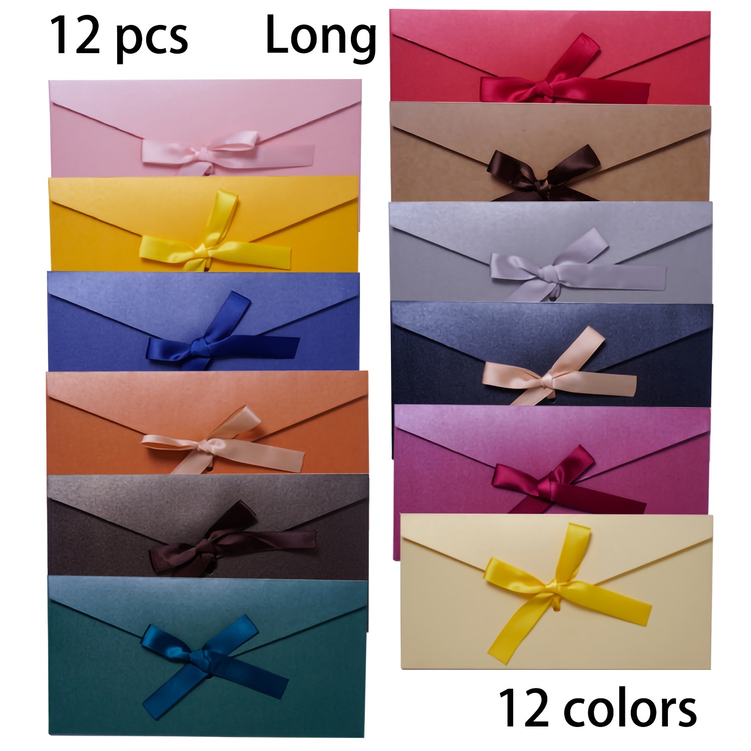 

12 Creative Retro Envelopes - 12 Color Bow Envelopes, Beautiful Pearl Color Envelopes For Marriage Proposals, Birthdays, Graduations, Greeting Cards, Invitations - Suitable For All Kinds Of Festivals