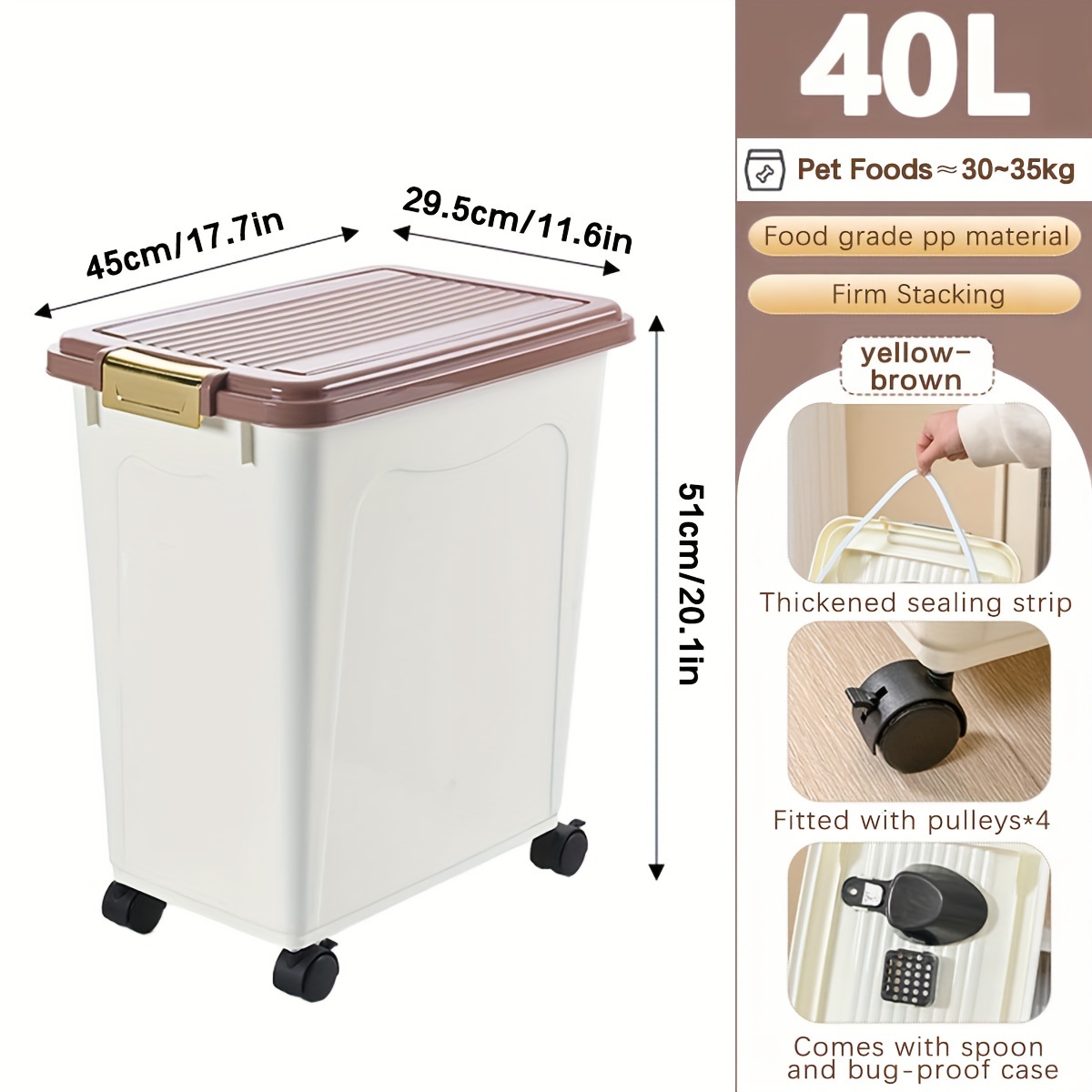 Image of Large-capacity Pet Food Storage Box With A Design, Easy To Clean, Space-, A Must-have For For Home. Suitable For Storing Dry And Wet Pet Food And Outdoors. A For Home Organization