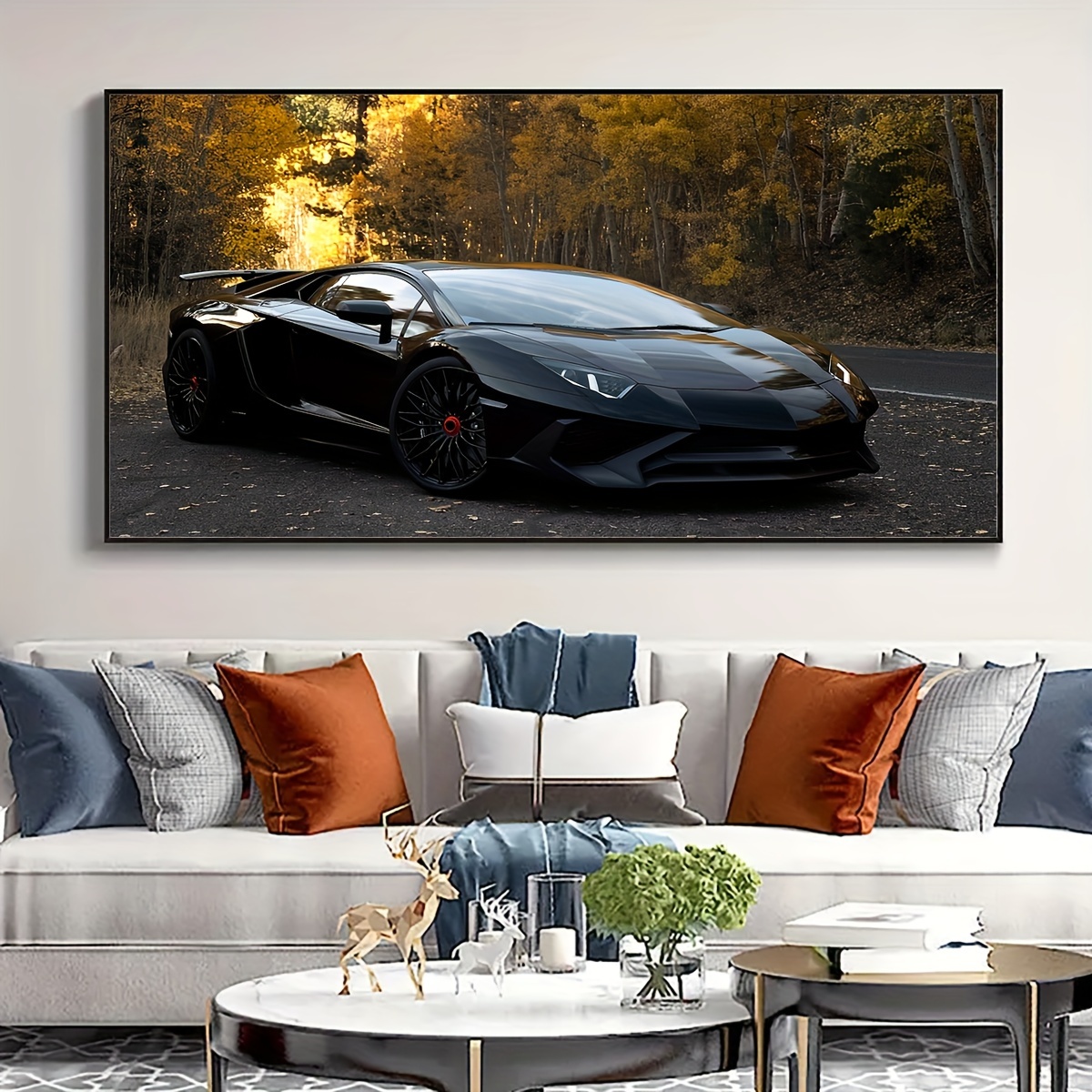 

Sleek Black Sports Car Canvas Art Poster - Modern Wall Decor For Living Room, Bedroom, Office - Waterproof & Fabric Print, Perfect Gift Idea