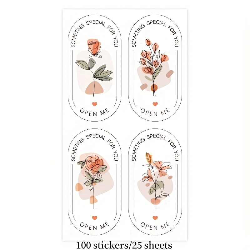 TEMU 100/ 25 Oval Flower Gift Box Sealing Stickers, Dessert Cake Box Decorative Stickers, Self-adhesive Label Stickers, Delivery Bouquet Gift Box