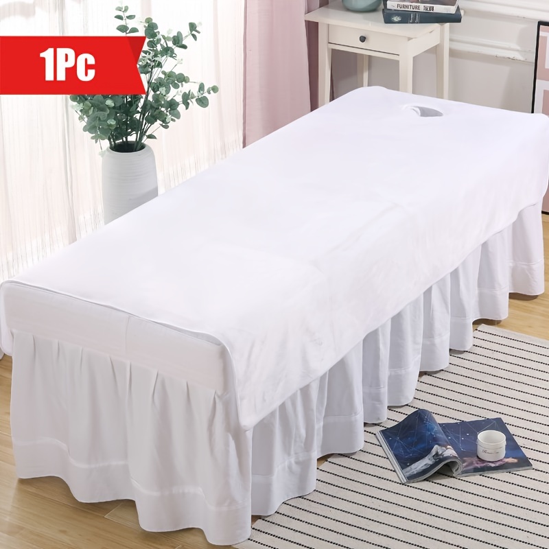 TEMU Luxurious Thick Plush Massage Table Sheet With Face Hole - Polyester, Scent-free, Beauty Salons & Spa Treatments