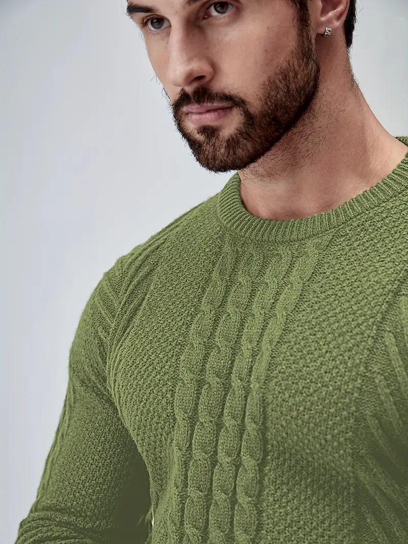 mens winter warm knit sweater soft round neck long sleeve casual pullover solid color beige navy machine washable thick sweater jacket for cold weather office casual attire Product details 16