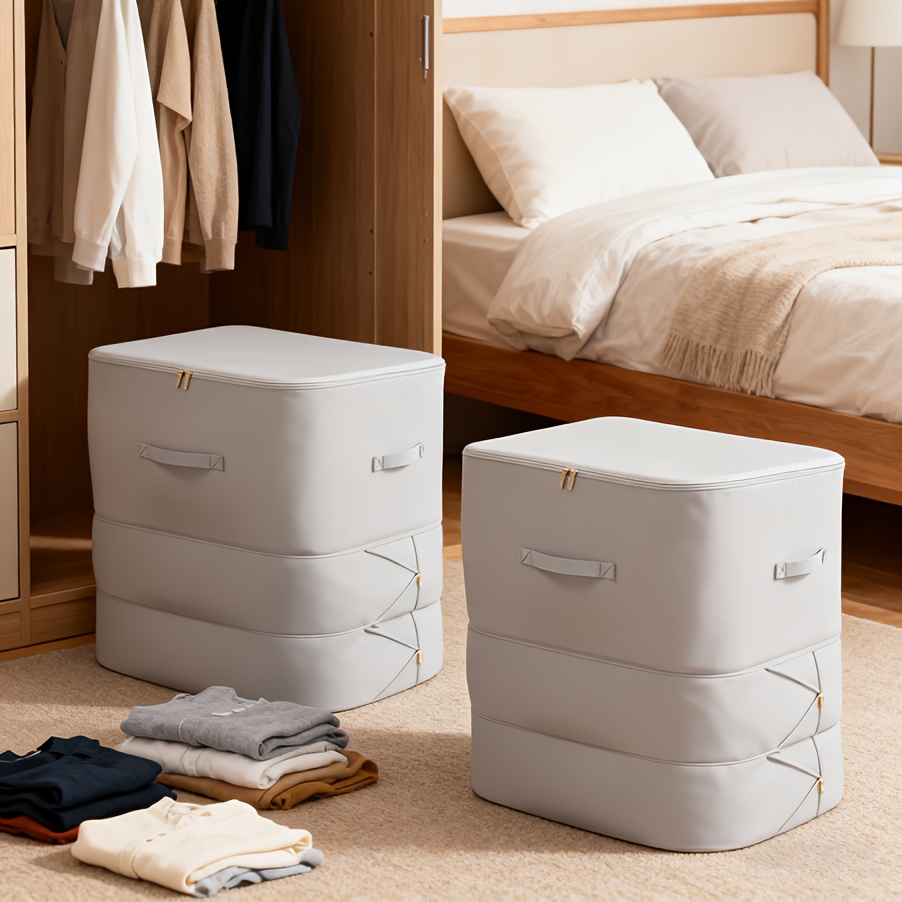 TEMU 2 sacs de compression superposés, sacs de rangement zippés à trois couches de grande capacité - Organisateur encombrant pour vêtements, literie,