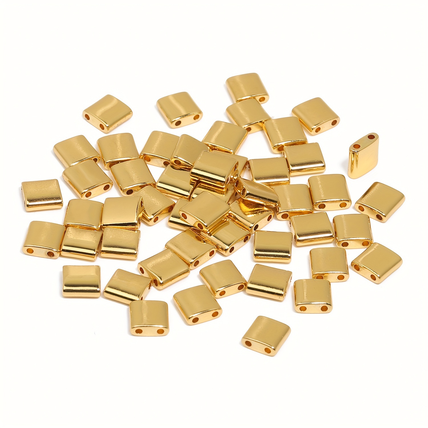 Image of 2d Flat - 50pcs Of Natural Hematite Double-hole Seed Beads, Flat Loose Beads, Ideal For Crafting Exquisite Bracelets And Necklaces, Perfect Gifts For Men And Women