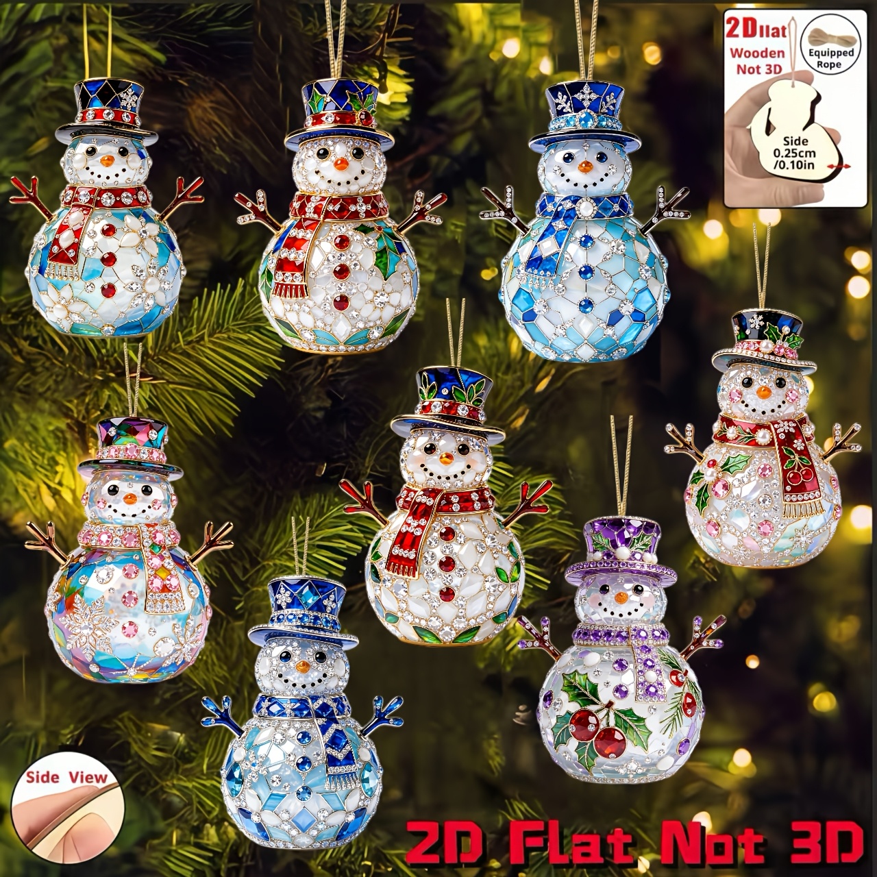 TEMU Set da 8 pezzi, piatto 2D, nuovi divertenti ornamenti da appendere per legno con 2D, Natale, , Festa del Pap�, motivo , ciondoli per le feste,