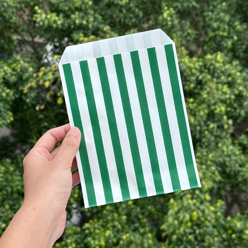 TEMU 50pcs Dark Vertical Stripe Paper Bags, Flat Bottom Paper Gift Packaging Bags For Christmas, Weddings, Parties, Festivals, Boutique Items, Event