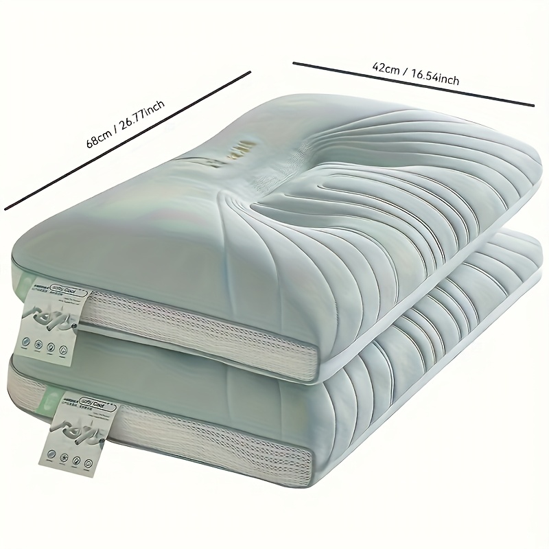 Image of 2 3d Breathable And Soft Cervical Health Pillows, Suitable For , Suitable For Rooms, Bedrooms, Dormitories, Hotels, Travel, Holiday Gift