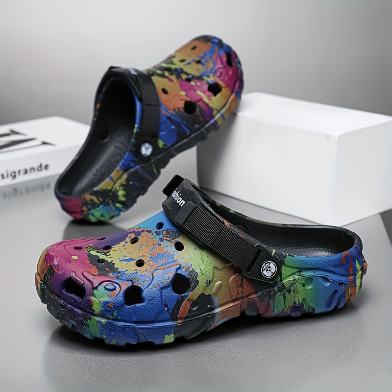 mens colorful graffiti print clogs stylish breathable - Temu display picture 2