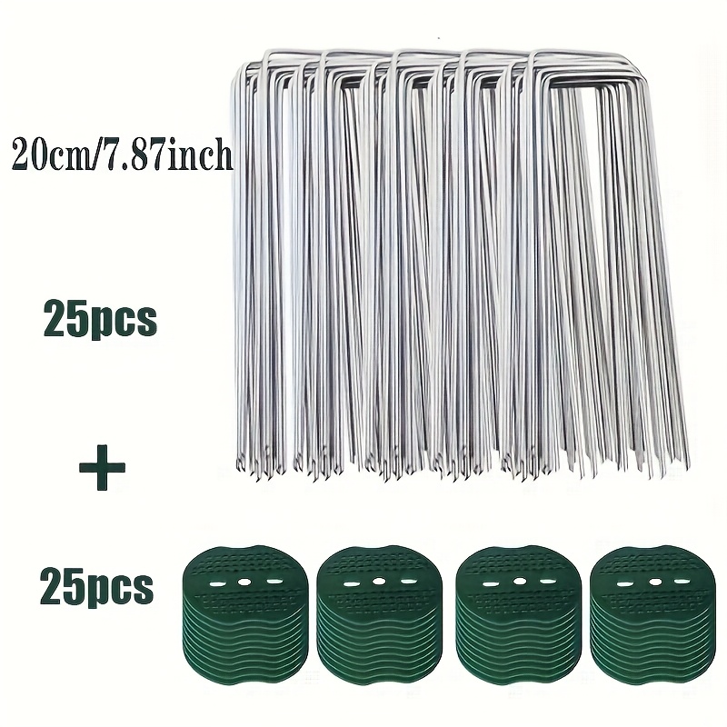 E-shop 50/150/250 Stück verzinkte Gartenlandschaftsnägel, U-förmige Rasenflächen-Nägel für sichere Gartenblumenversorgung, Balkonbepflanzung,