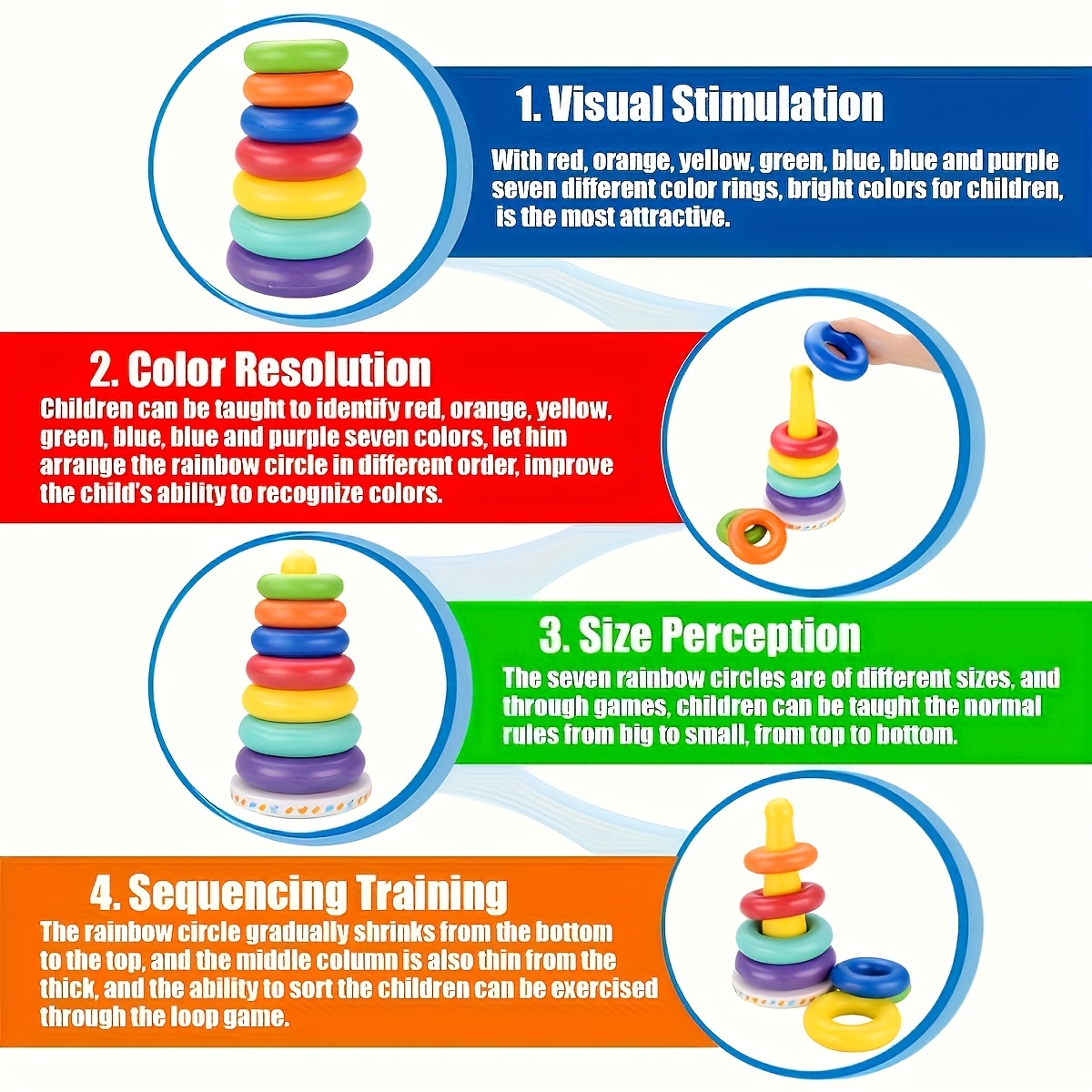 Rainbow Stacking Blocks Sensory Toy for Educational Play
