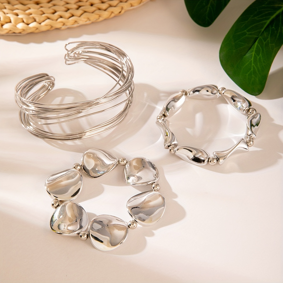 3pc Exaggerated Open Metal Bracelet Set