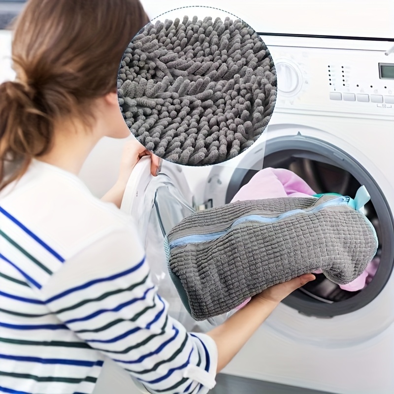 Gray Washable Shoe Bag with Elastic Opening & Mesh Top - Durable Fabric High Quality Design for Shoes, Boots, Jewelry, Watches - Machine Washable Storage Organizer, Shoe Storage, Travel Organizer, Compact Organizer, Reinforced Stitching, Protective Cover, Outdoor Adventurers