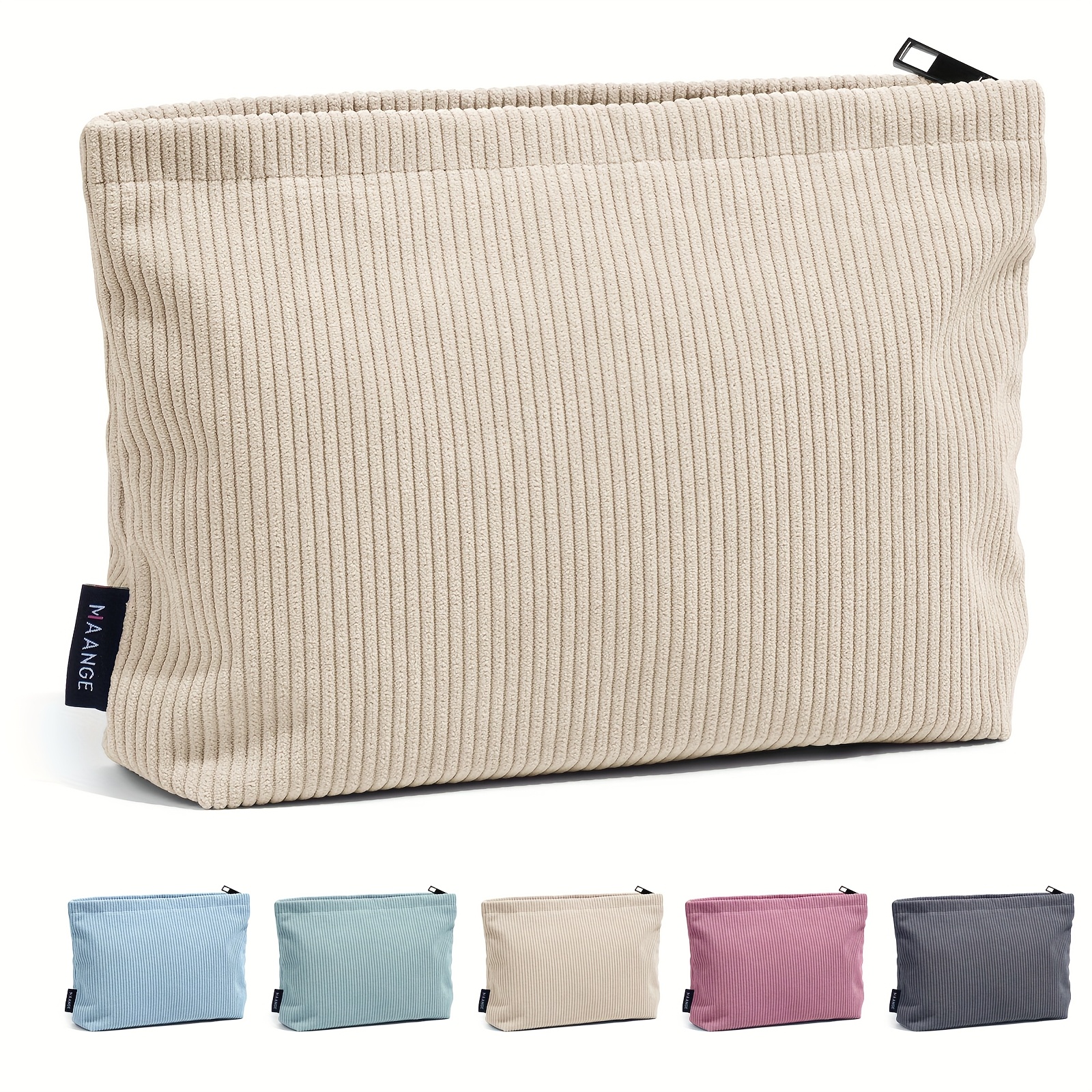 TEMU MAANGE Sac à Main Femme Simple et Élégant, Trousse de Maquillage Grande Capacité, Ouverture à Fermeture Éclair, Sac de Toilette pour Soins de ,
